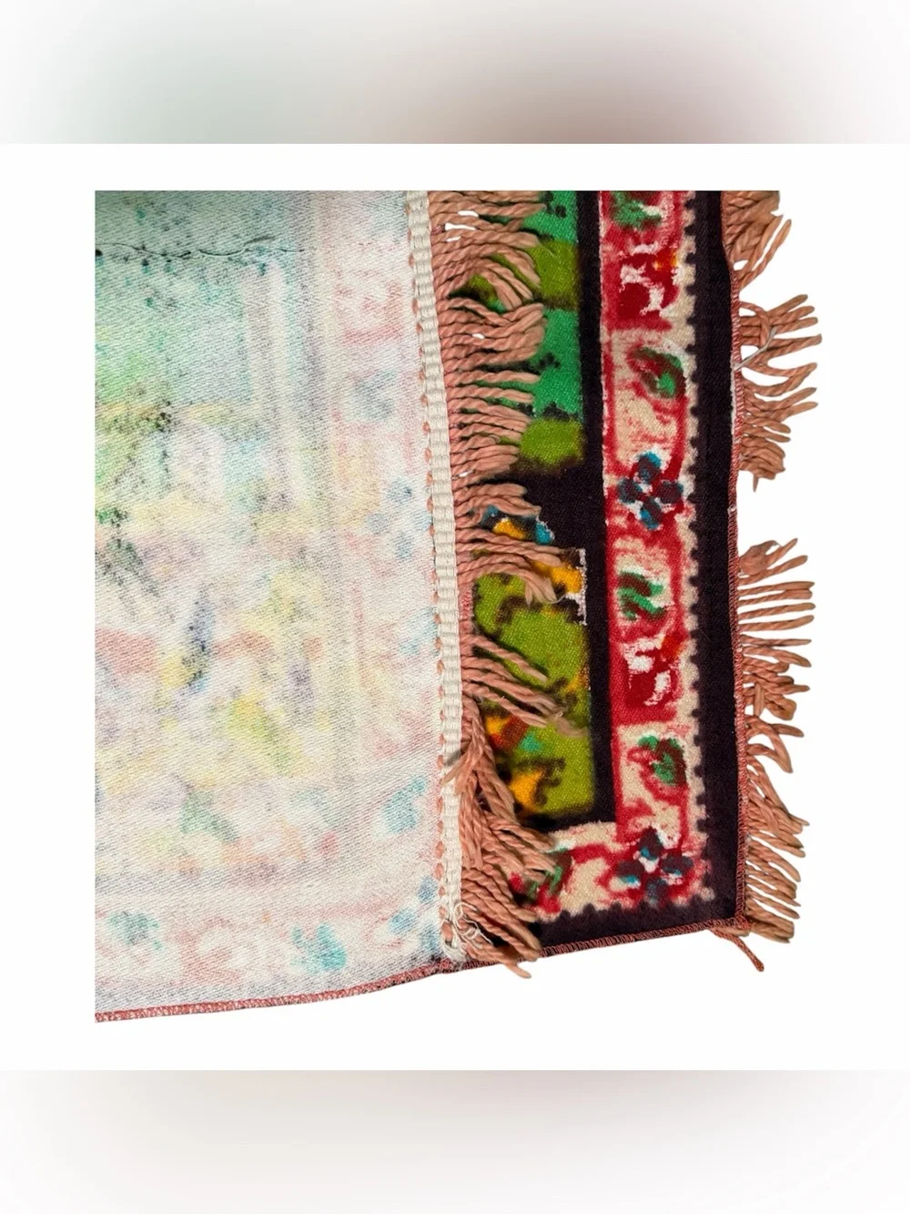 Vintage Ozmekik T.K. Deer Tapestry Wall Hanging Rug Fringe 50” x 27” Colorful